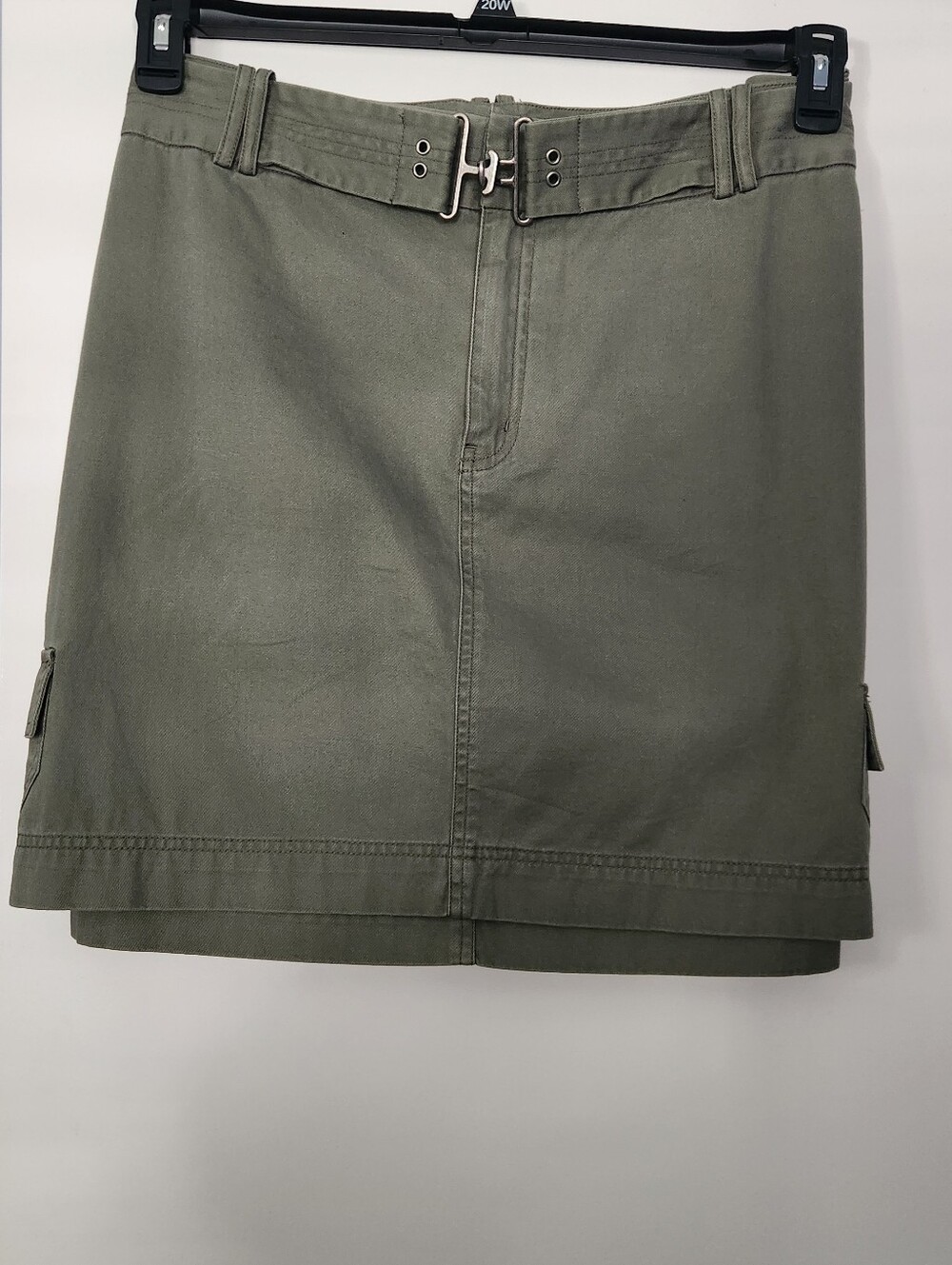 Women's Olive Green cargo Skirt, with Buckle Waist